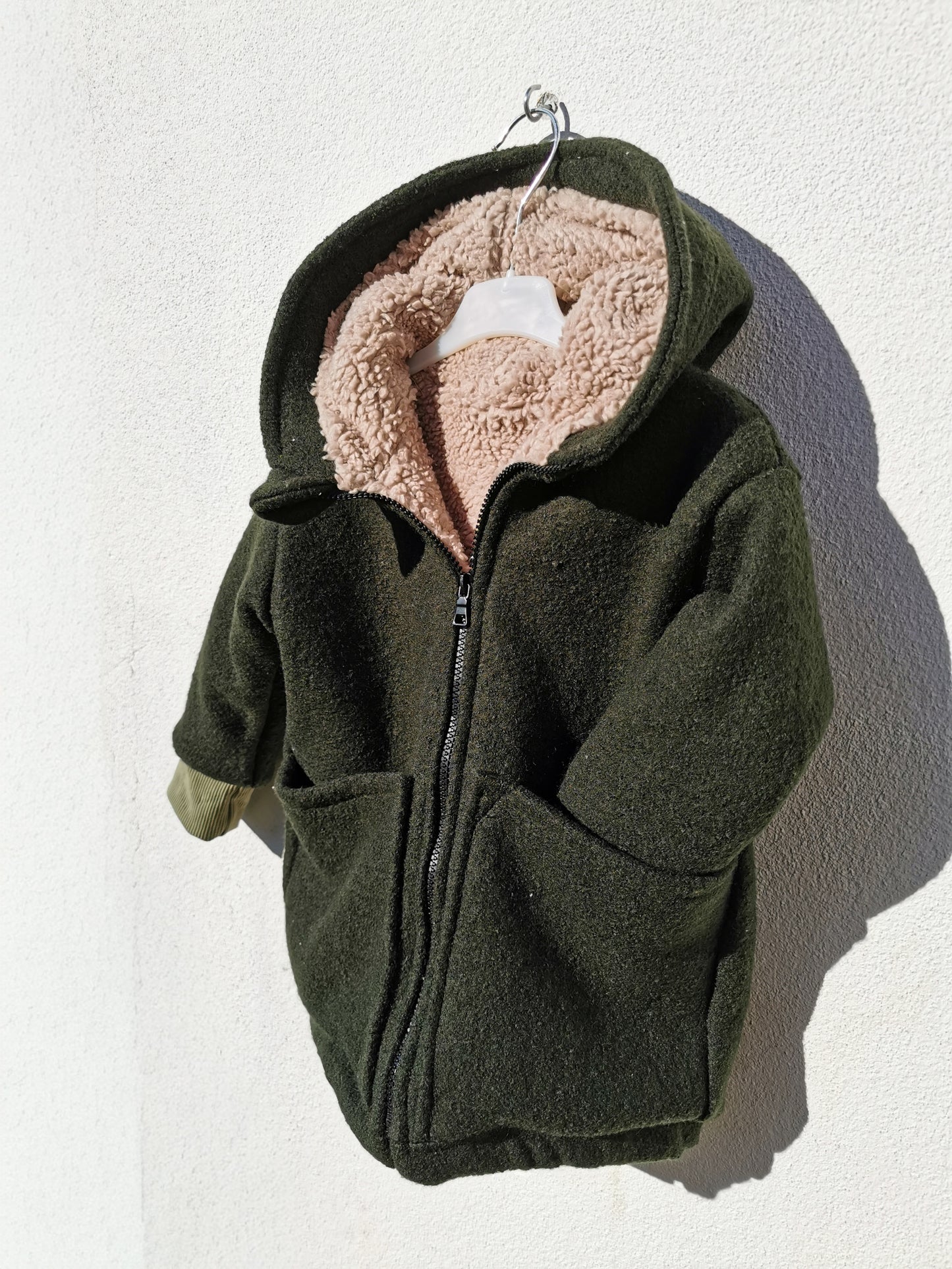 Gefütterte Wollwalk-Jacke mit Teddyplüsch für Kinder