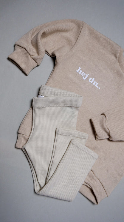 hej du.. Set - Feinstrick Oversized Pullover & Leggings aus Waffle-Knit