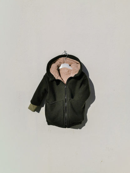 Gefütterte Wollwalk-Jacke mit Teddyplüsch für Kinder